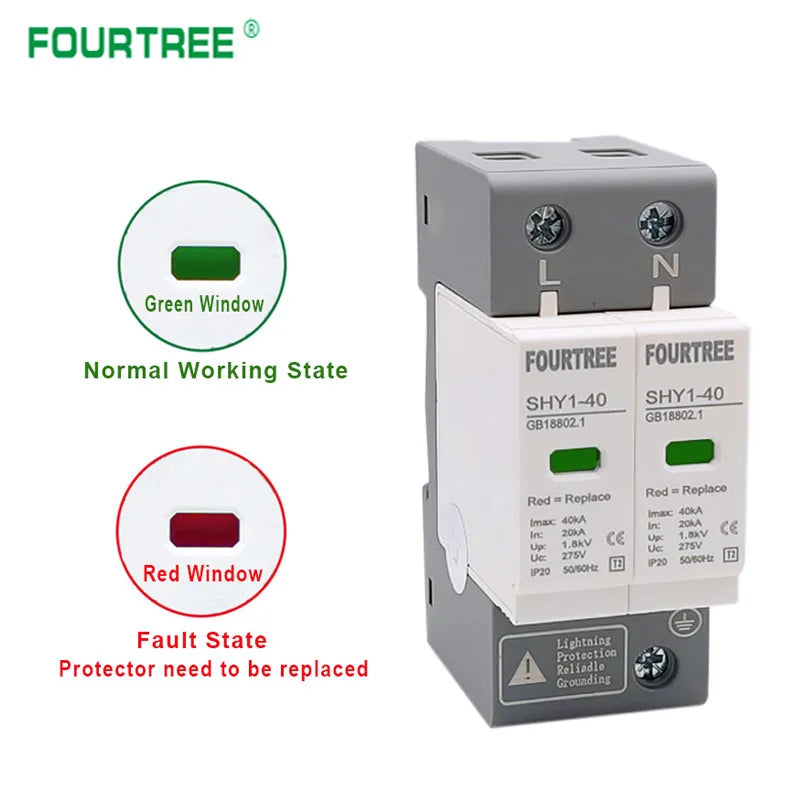 AC SPD Surge Protection 2P  4P 10〜20KA  20〜40KA 30KA〜60KA House Lightning Protector  Low-Voltage Arrester Device Laser Printing