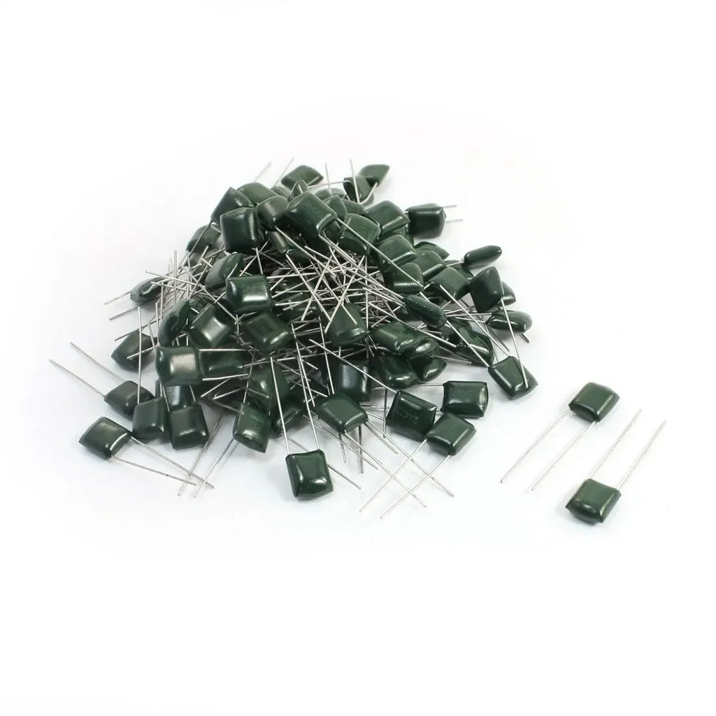 50pcs 100V Polyester film capacitor 220pF 330PF 680PF 1nF 10nF 100nF 2A471 2A103 2A182 2A222 2A472 2A682 2A103 2A104 2A334 2A474