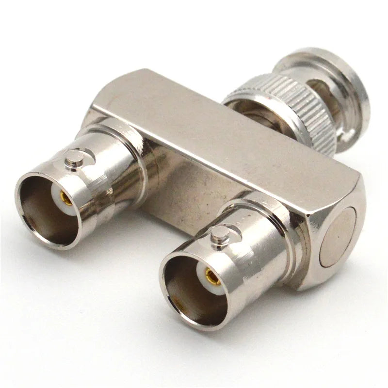1PC BNC Male to Dual BNC Female Adapter Y Splitter 50 Ohm RF Connector Coaxial High Quanlity Brass Nickel Plated