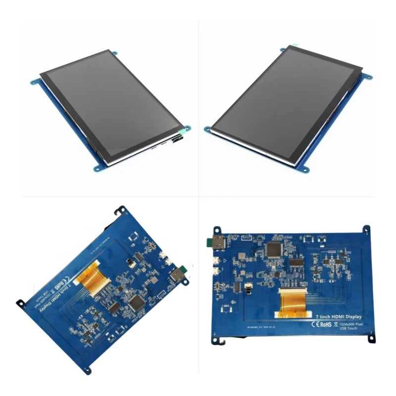 7 Inch Raspberry Pi 4/3/2/B/B+/A+ Monitor 1024x600 IPS 5-Points Capacitive Touchscreen Drive Free HDMI Display For Win 7/8/10