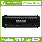 Waveshare Modbus RTU 32-Ch Relay Module, RS485 Interface, With Multiple Isolation Protection Circuits