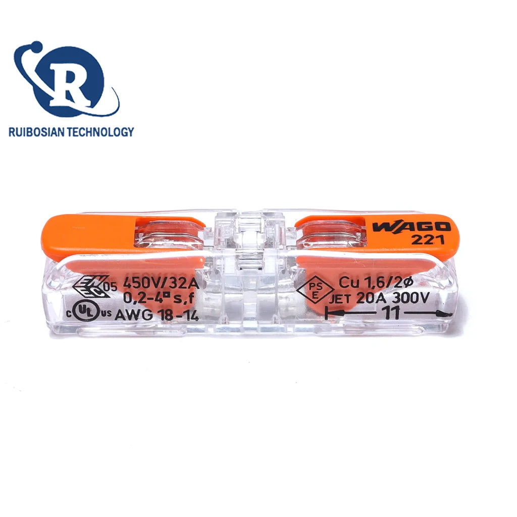 60PCS WAGO connectors wire connector 221-2401 221-2411 straight-through electrical installation terminal Bidirectional wiring