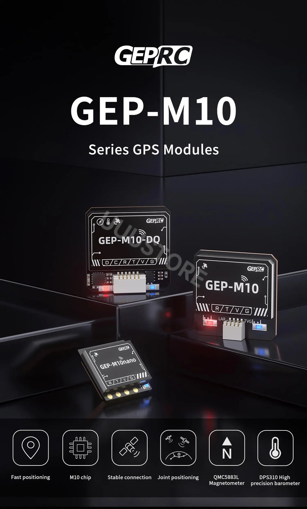 GEPRC GEP-M10 Series GPS Module Integrate SBAS Joint Positioning M10 Chip QMC5883L Magnetometer DPS310 Barometer For FPV Drone
