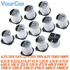50pcs/10pcs SMD Electrolytic Capacitor Aluminum 6.3V 10V 16V 25V 35V 50V 63V 100V 400V 1UF 4.7UF 10UF 47UF 100UF 470 680 1000UF