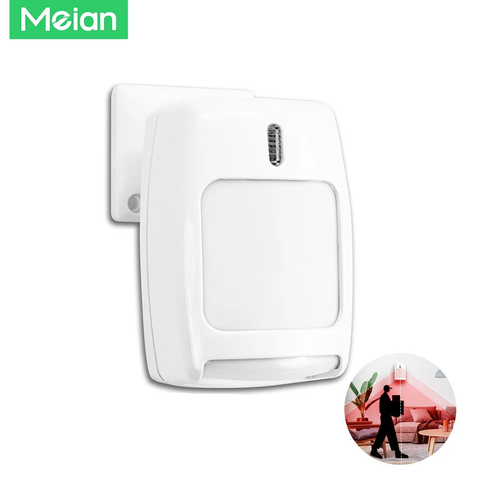 Meian Wired PIR Motion Sensor, Infrared Alarm Detector, Human Body Presence Sensor, Smart Home Security, Work with Alarm Host