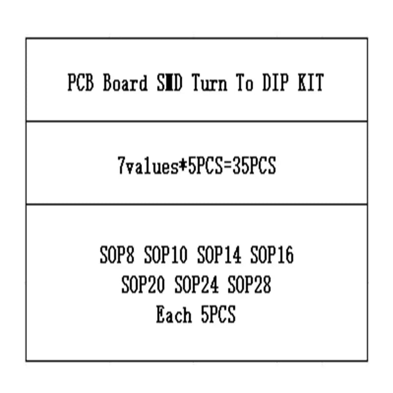 35pcs=7value*5pcs PCB Board Kit SMD Turn To DIP SOP MSOP SSOP TSSOP SOT23 8 10 14 16 20 24 28 SMT To DIP original new