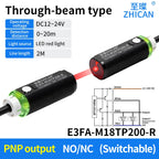 ZHICAN E3FA M18 Cylindrical Photoelectric Sensor Long Range Diffuse Reflective Through Beam Retro Reflective NPN PNP
