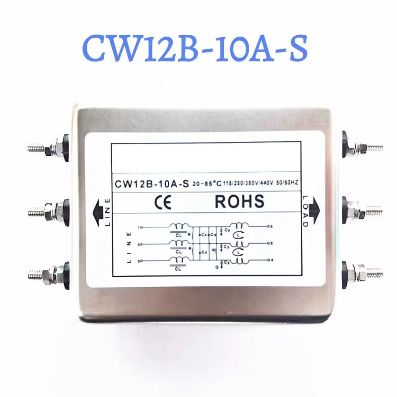 Three-Phase Power Filter inverter EMI Servo Filter Purifier CW12B-10/20/30/40/50/60A-S/SR AC 380V Three-Wire Rail Mount Terminal