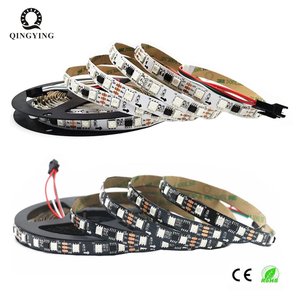 DC12V 24V WS2811 RGB LED Strip Individually Addressable 30/48/60/72/84 Leds/m Tape Light IP30/65/67 Waterproof Flexible Ribbon