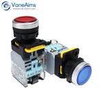 VaneAims 22MM FXB38 Plastic LED Light Push Button Switch 10A 12V 220V Momentary Latching ON/OFF Power Switch with Silver Contact