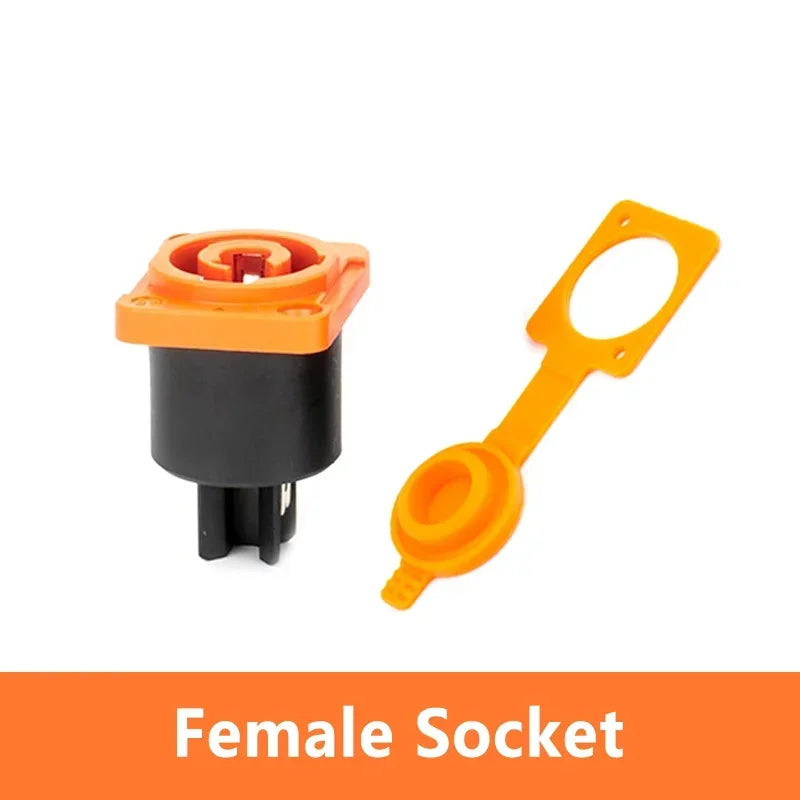 IP65 Waterproof Orange Power Plug Socket 20A Aviation Plug 3Pins Powercon Connector for Stage Beam Light Power Cord Led Display