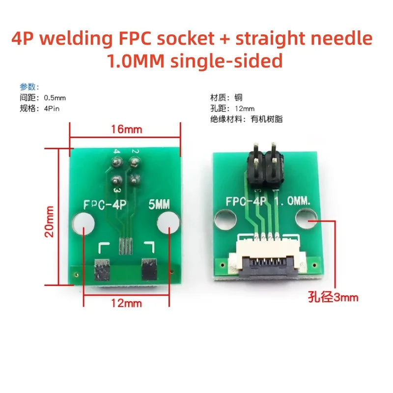 5pcs FPC 1.0MM Pitch Conversion Board DIY PCB Board 4P~30P 4 5 6 8 10 20 24 26 30 P Connector For Cable Transfer
