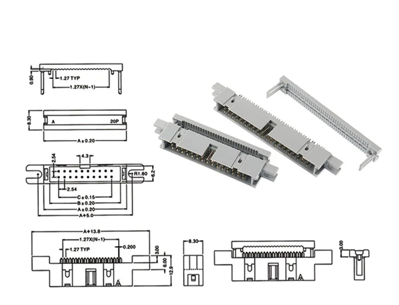 5pcs 2.54MM IDC Type Box Header Male Headers 10/14/16/18/20/30/34/40/50 PIN Connector for 1.27mm Pitch Flat Cable