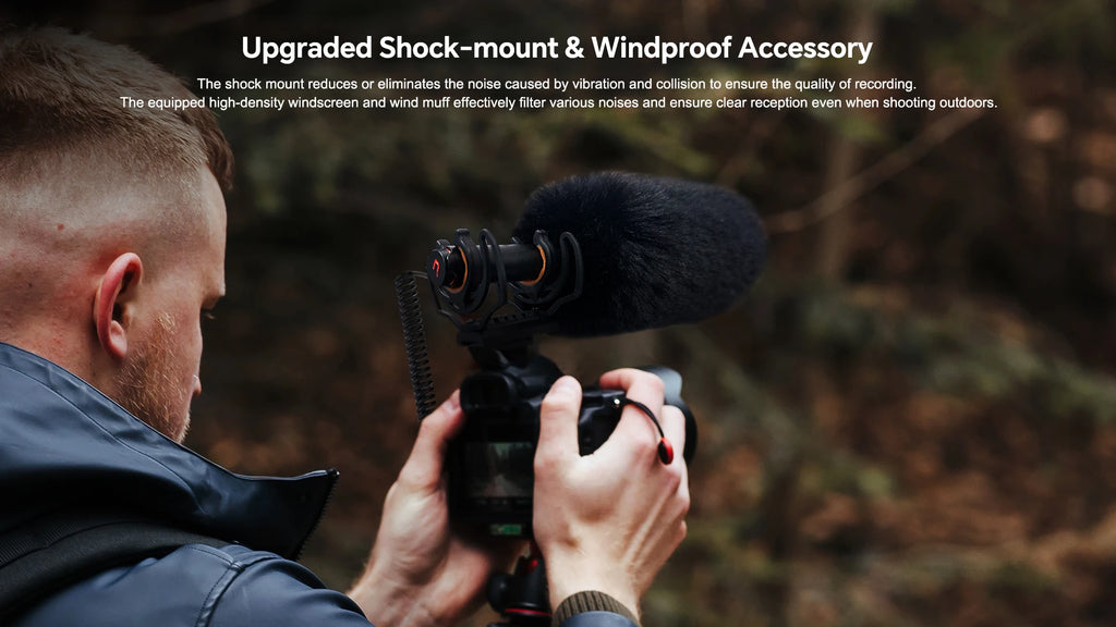 COMICA VM40 Super Cardioid 2.4G Wireless Shotgun Microphone 48kHz/32-bit 32GB Built-in Storage Mic for Camera,Smartphone,PC