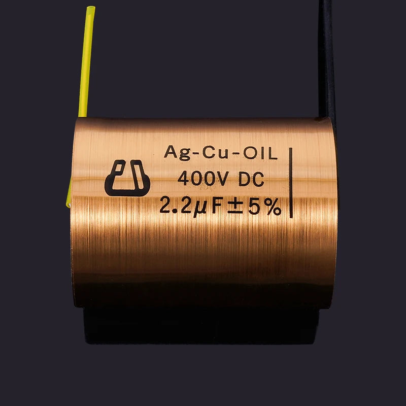 1pcs Copper foil Oil-Impregnated Silver Pin Polar Capacitor HIFI Audio DIY Grinding Mill Frequency Division Coupling MKP
