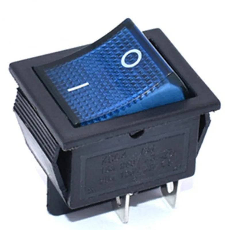 5PCS KCD4 Rocker Switch 16A 250VAC, ON-OFF 2 Position 4-Pin Illuminated Power Switch with Cap for Electrical Equipment