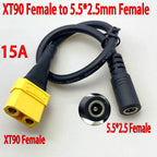 1Pcs XT90 Male/Female Connector To DC 5.5*2.1 5.5*2.5 14AWG 15A Power Cable Adaptor For Car Battery Charging Adapter Cables 30CM