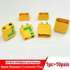 XT90S XT90-M/F Connectors Spark-Resistant Male/Female Connectors for Battery, ESC and Charger Cables