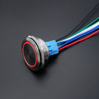 40mm Metal Push Button Switch Power LED Light Waterproof Reset Self-locking Latching Start Stop Switch On Off 2NO2NC With Wire