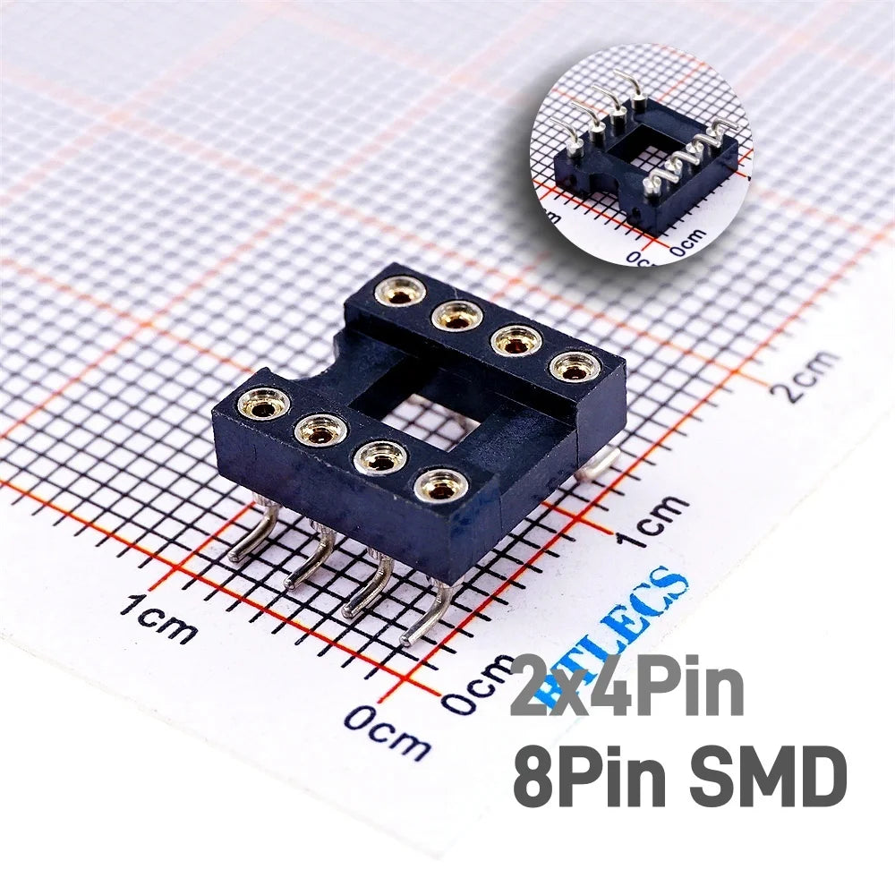 5/50 Pcs 2.54MM Pitch SMD DIP IC Socket Contact Clip Surface Mount Machined Receptacle 4 6 8 10 12 14 16 18 20 24 Pin Row 7.62mm