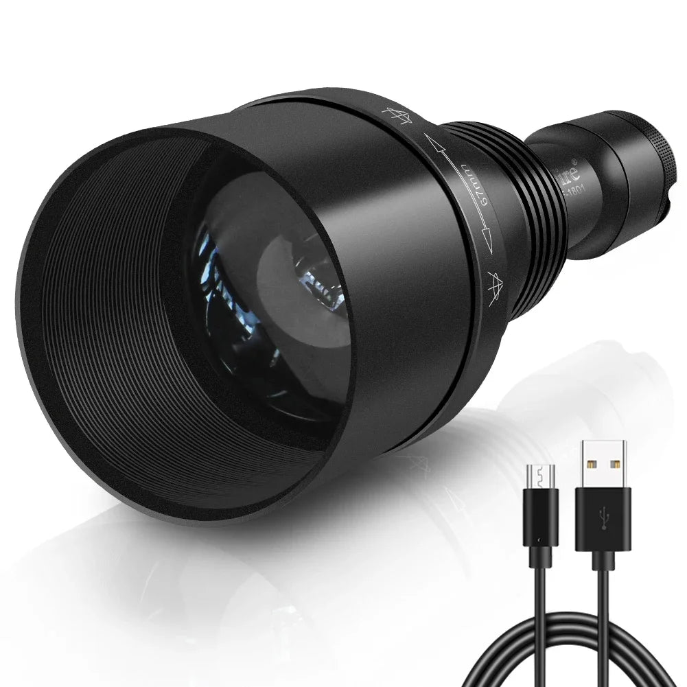 UniqueFire 1801 T38 T50 T67mm IR940nm 850nm LED Infrared Flashlight illuminator USB Rechargeable IR Hunting Torch Night Vision