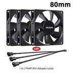 TEUCER 8015 Computer Case Fan 80mm/92mm 4-pin PWM High Airflow Ultra-thin Cooling Fan 1200-3000RPM Cascadable FDB Bearing Fan