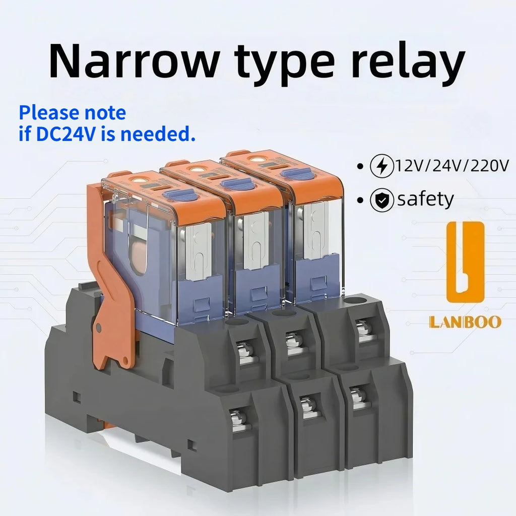 LANBOO J13A 12A/8A 12VDC/24VDC/220VAC Micro Voltage Plug-in Universal Intermediate Relay 5Pin/8Pin Base Sold Separately