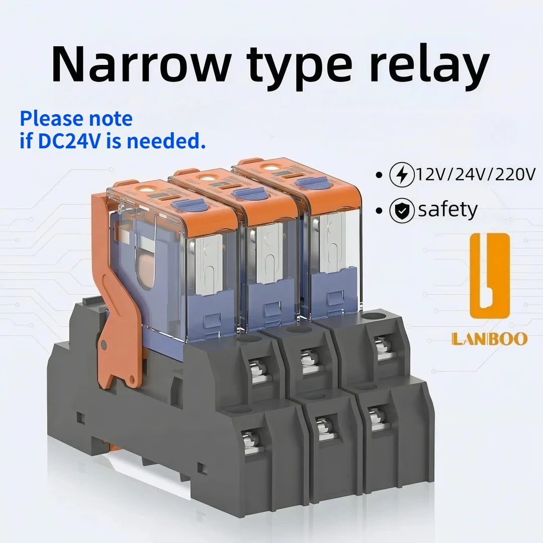 LANBOO J13A 12A/8A 12VDC/24VDC/220VAC Micro Voltage Plug-in Universal Intermediate Relay 5Pin/8Pin Base Sold Separately