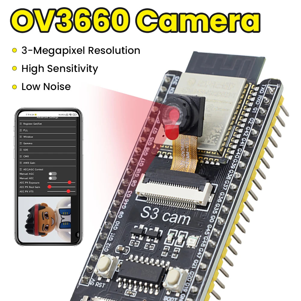1-3PCS Keyestudio N16R8 ESP32-S3 CAM Board with OV3660 Camera+Type C USB Cable for Arduino ESP32 Programming DIY Projects