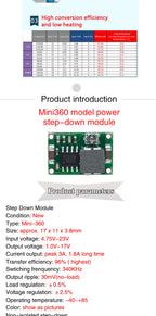 3A 5A 8A DC-DC Buck Step-down Power Supply Module 5V-12V 24V to 5V 3.3V 9V 12V Fixed Output High-Current MINI560