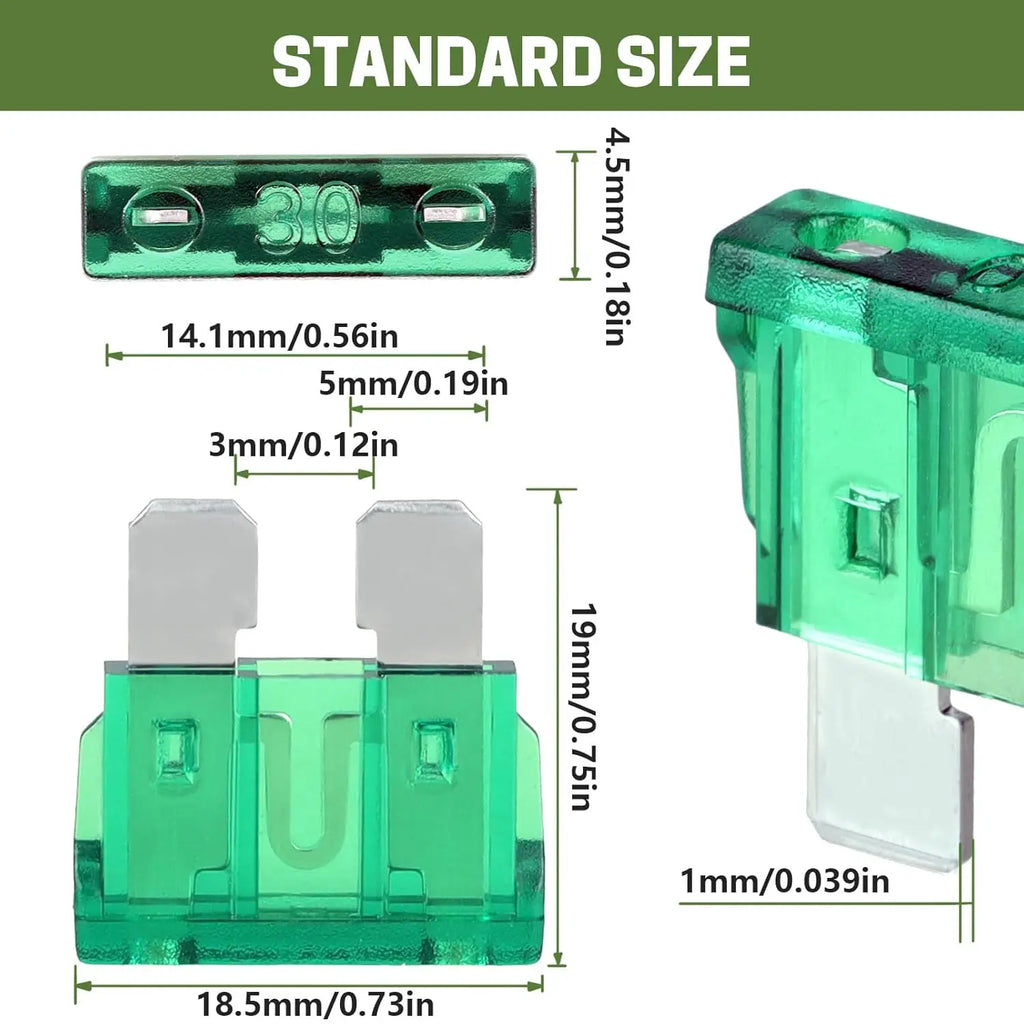 100Pcs Standard Blade Fuses Kit,Car Fuses Assortment Kit 5A/ 7.5A/ 10A/ 15A/ 20A/ 25A/ 30A/ 35A/ 40A/ 50A for Car/RV/Truck/Motor