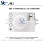 AC 220V 5.8GHz Microwave Radar Sensor Switch Human Body Motion Induction Sensor for LED Light Sensors Switches
