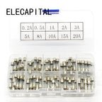 Promotion! 100Pcs Set 5x20mm Quick Blow Glass Tube Fuse Assorted Kits,Fast-blow Glass Fuses