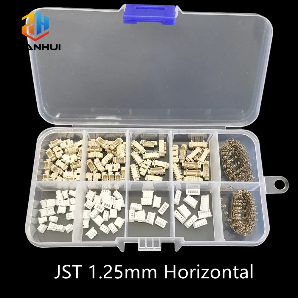 1 Box JST Connector Assortment Kit - SH1.0/ZH1.5/PH2.0/XH2.54 2-5Pin Male/Female Socket with Horizontal/Vertical Header