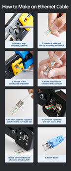 AMPCOM RJ45 Connector 50U Gold Plated CAT7 CAT6 CAT5E Pass through Modular Plug 8P8C Crimp End for Solid Wire Stanrded Ethernet