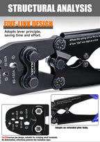 Heavy Duty Battery Lug Crimper YEJ-5100A for 5A-100A(AWG 13-3) OT Open Barrel Terminals, Automotive Wire Crimp Pliers