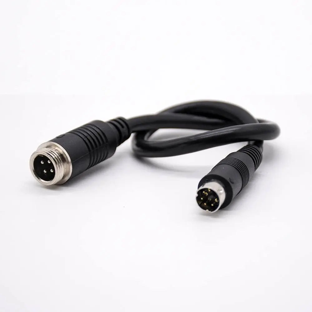 Mini Din Electrical Plug Connector 6 Pin To GX12 4 Pin Straight Male Injection Cable PVC 22AWG 300mm