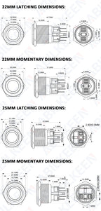 ABILKEEN 22/25MM 1NO1NC/2NO2NC Metal Push Button Switch IP65 Waterproof Momentary/Latching Push Button with LED Ring Light