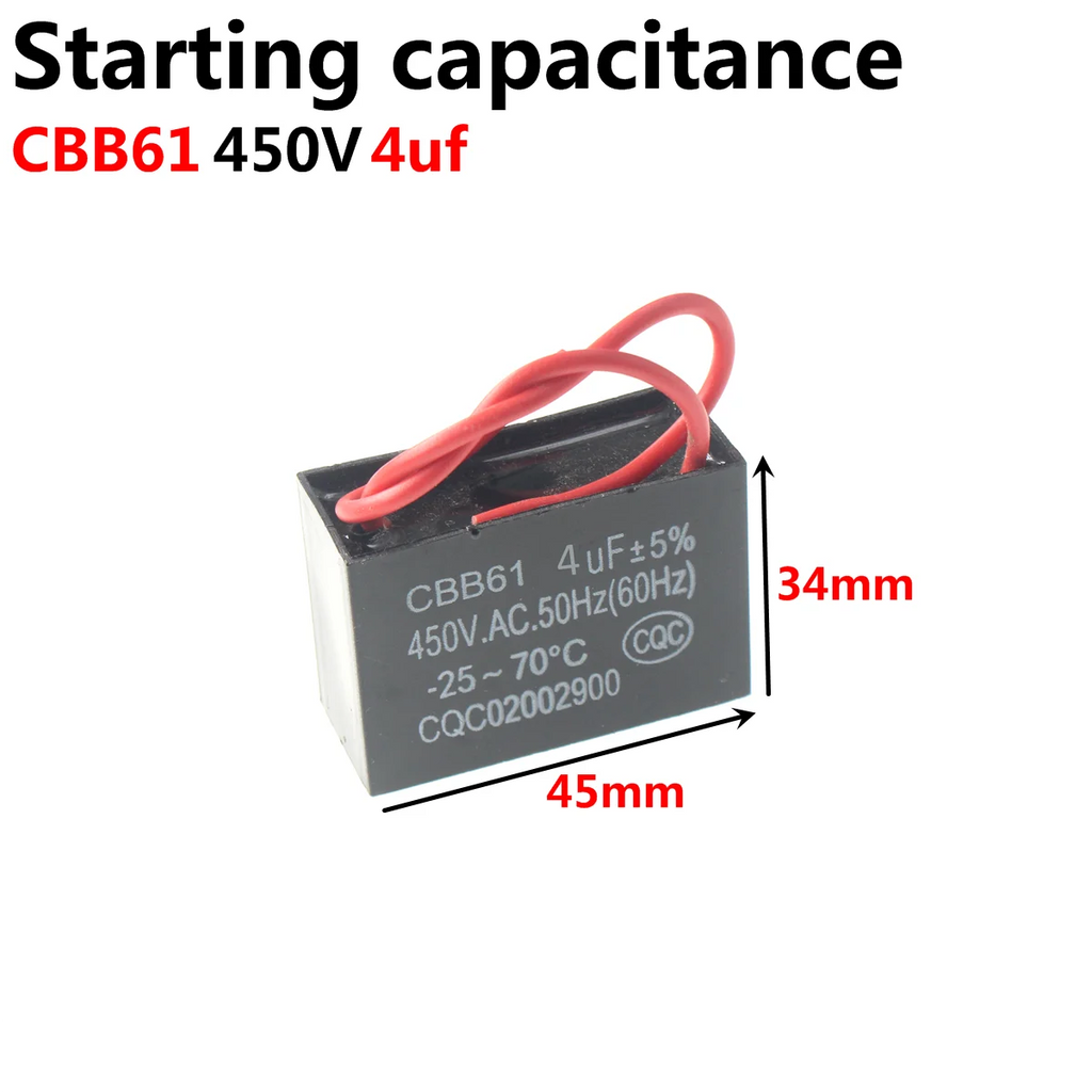 Washing Machine Starting Motor Run Capacitor CBB60 450V 5UF 10UF 15UF 20UF 25UF 3 4 5 6 8 12 14 16 18 30 35 40 45 50 60 70 80 UF