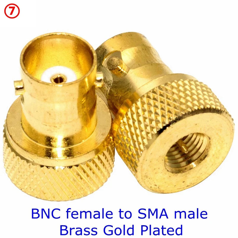 2PCS Q9 BNC To SMA Male Plug&Female Jack Disc RF Adapter Connector 50ohm Wire Terminals Copper Brass Nickel Plating SMA TO BNC