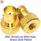 2PCS SMA To BNC Q9  Male Female Disc RF Adapter Center Flange&Bulkhead Connector 50ohm Wire Terminals Brass Nickel Plating