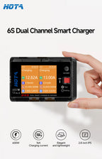 HOTA D6S RC Lipo Battery Charger Magnetic Suction Dual Channel Smart Balance 600W High Power 1-6S Smart Balance Charger