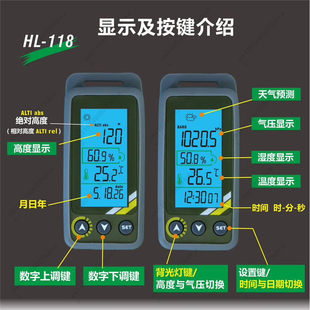 Thermohygrometer Altitude Meter Multifunctional Thermometer Barometric Pressure and Temperature Measurement
