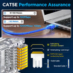 AMPCOM RJ45 Connector Pass Through CAT5E Modular Plug Network End UTP Fu Gold Plated 8P8C Crimp End For 24-28 AWG Ethernet Cable