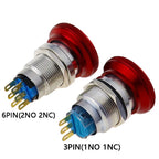 16/19/22mm Metal Emergency Stop Button Switch Stainless Steel Anti-slip Waterproof Rotation Socket 12/220V Stop Momentary