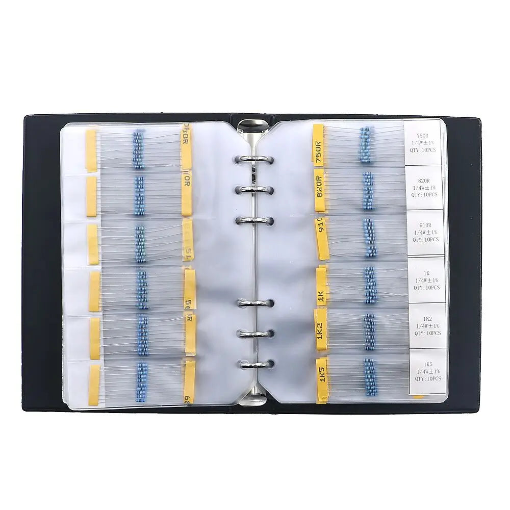 1300pcs 130Value 1% 1/4W Metal Film Resistors Sample Book 0.25W 1R-3M  Assorted kit