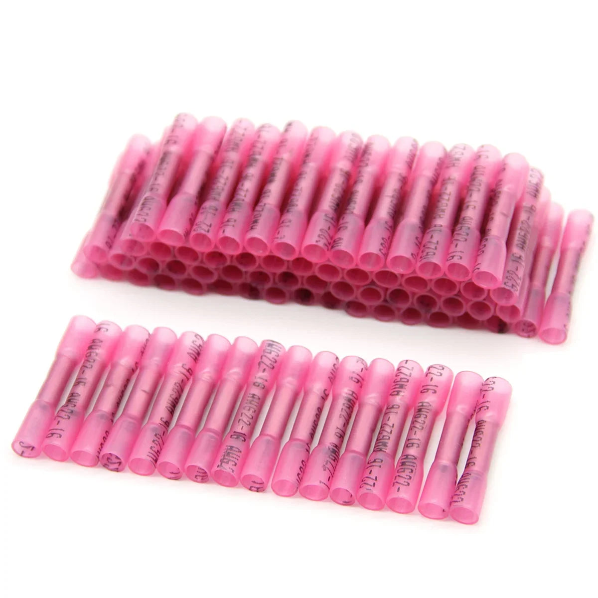 500PCS 22-16 AWG Heat Shrink Crimp Terminals Waterproof Fully Insulated Seal Butt Electrical Wire Connectors Kit Assortment Red