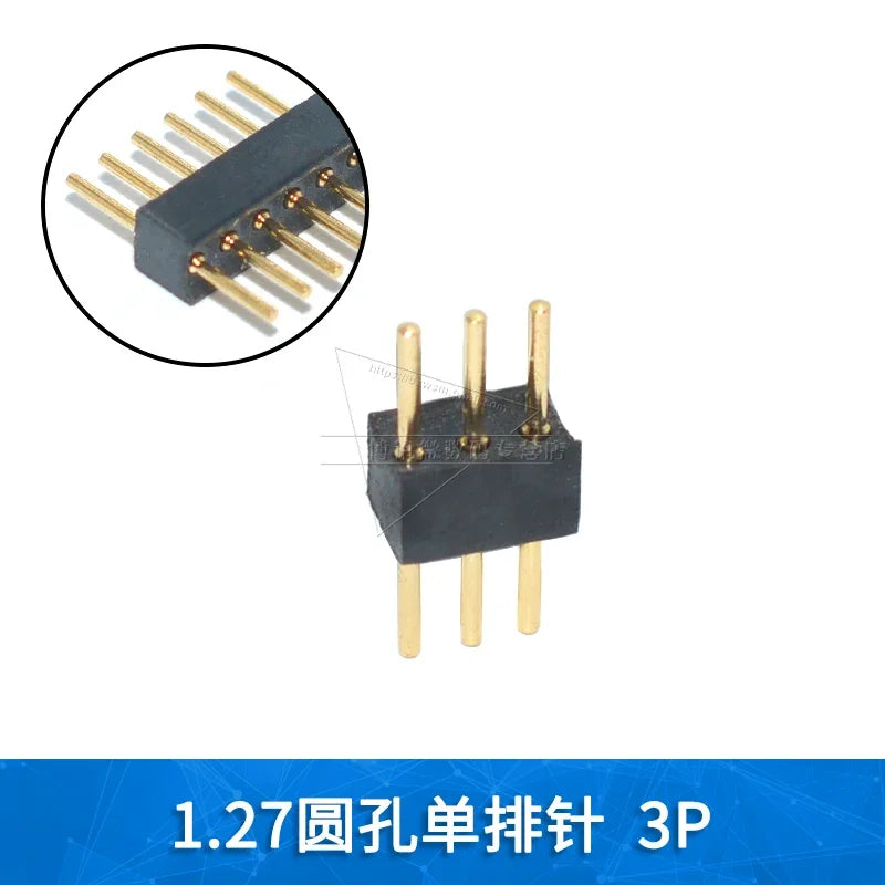 5pcs round Hole 1.27mm Single Row Female Header Double Female Header Single Double Row Pin Gold Plated 2P 3P 4P-6Pin Connector
