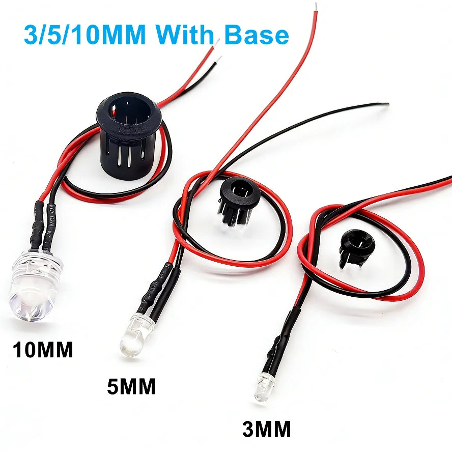 10/20PCS 5mm LED Diode Kit UV Prewired 5V 12 V Light Emitting Indicator RC Lamp Warm White Red Green Blue Yellow Orange Purple P