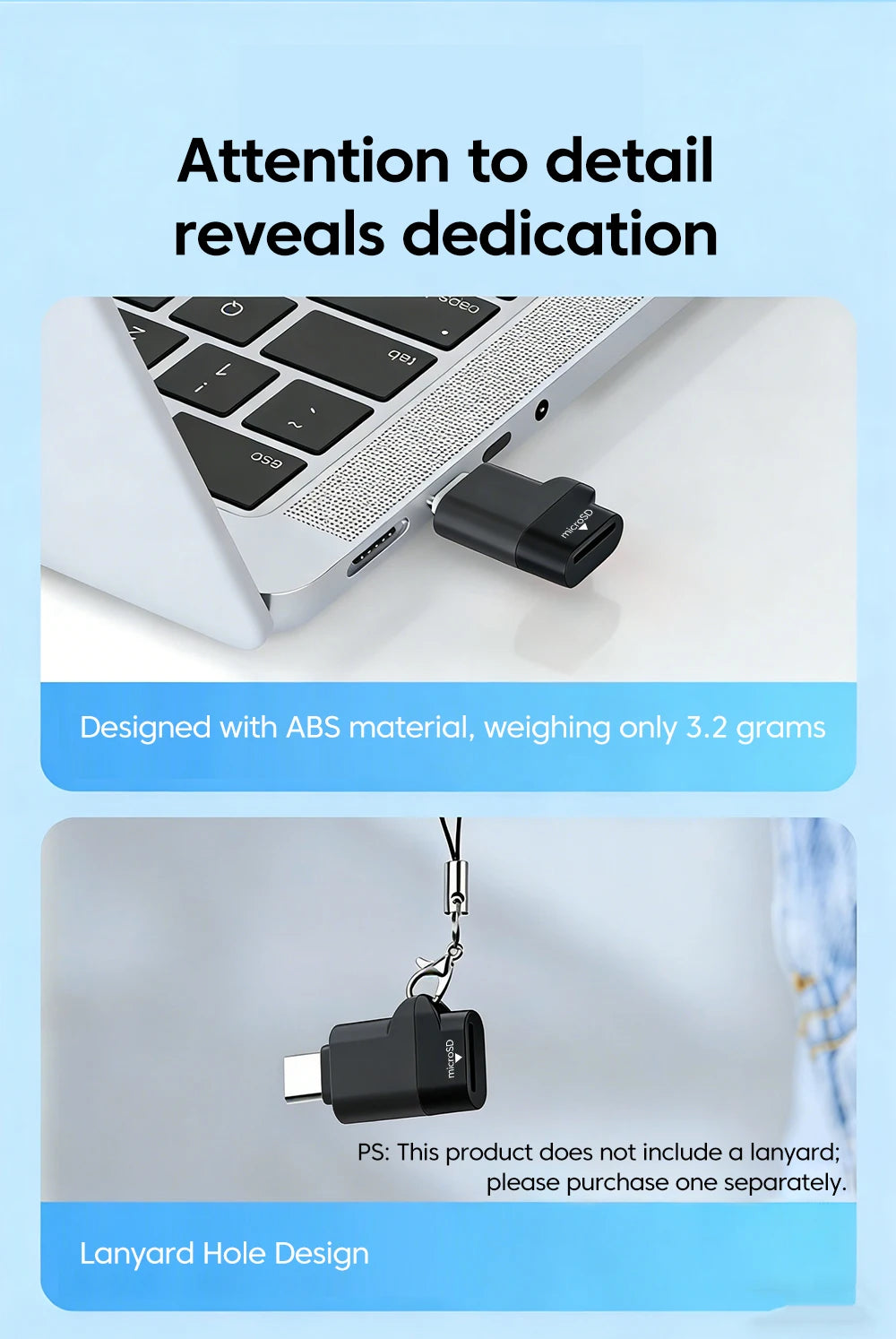 Type-C 3.0 Mini TF Card Reader External Storage Black Stretch Stick For iPhone Huawei USB C 2.0 to Micro SD Card Reader Adapter